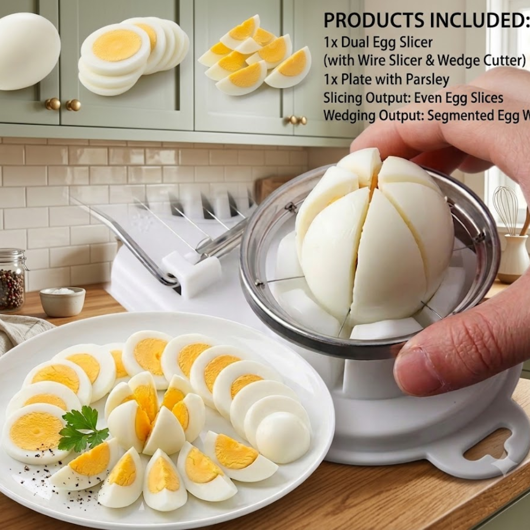 Dual Boiled Egg Slicer with Stainless Steel Wires | Multi-Functional Kitchen Cutter