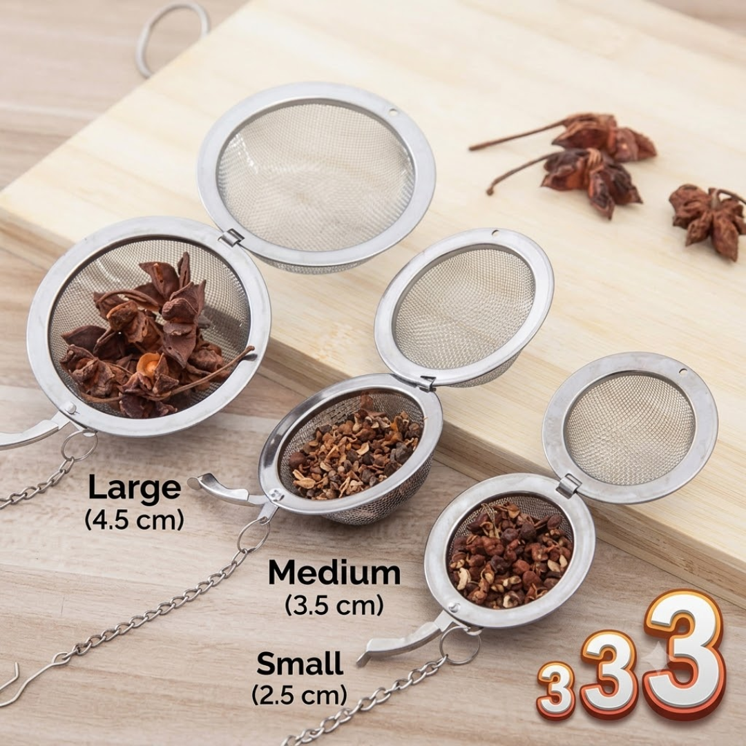 Premium Stainless Steel Tea Strainer Ball | Reusable Seasoning Strainer for Tea, Kadha, Soup & Biryani
