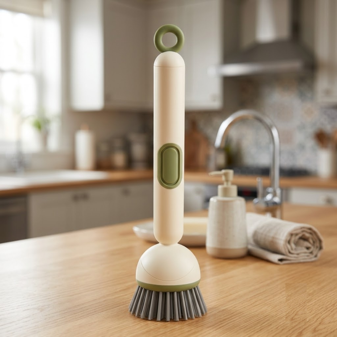 2-in-1 Dish Cleaning Brush with Detachable Soap Dispenser Handle | (For Hygienic Loved Homes)