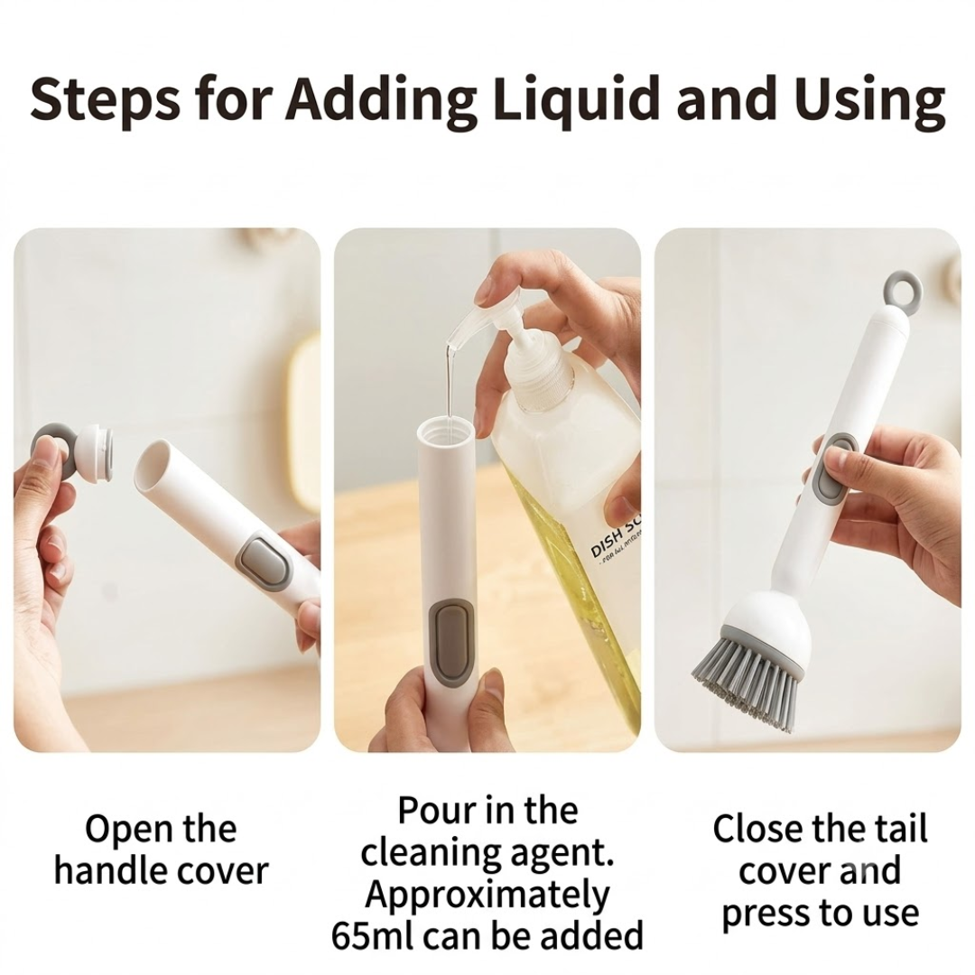 2-in-1 Dish Cleaning Brush with Detachable Soap Dispenser Handle | (For Hygienic Loved Homes)