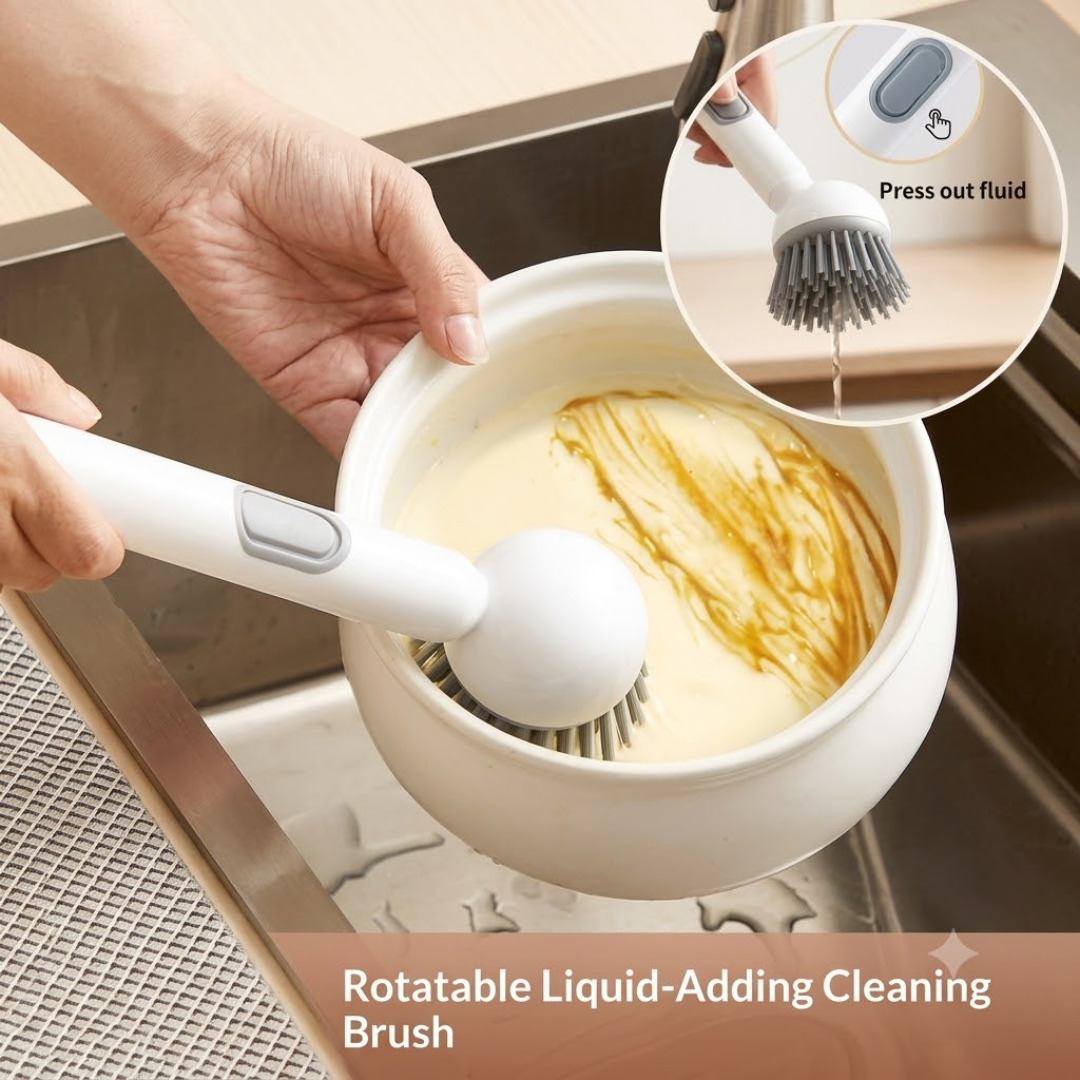 2-in-1 Dish Cleaning Brush with Detachable Soap Dispenser Handle | (For Hygienic Loved Homes)