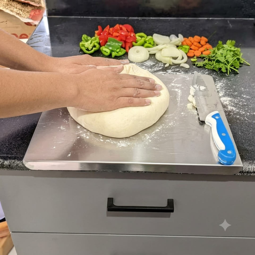 Heavy-Duty Stainless Steel Countertop Chopping & Kneading Board