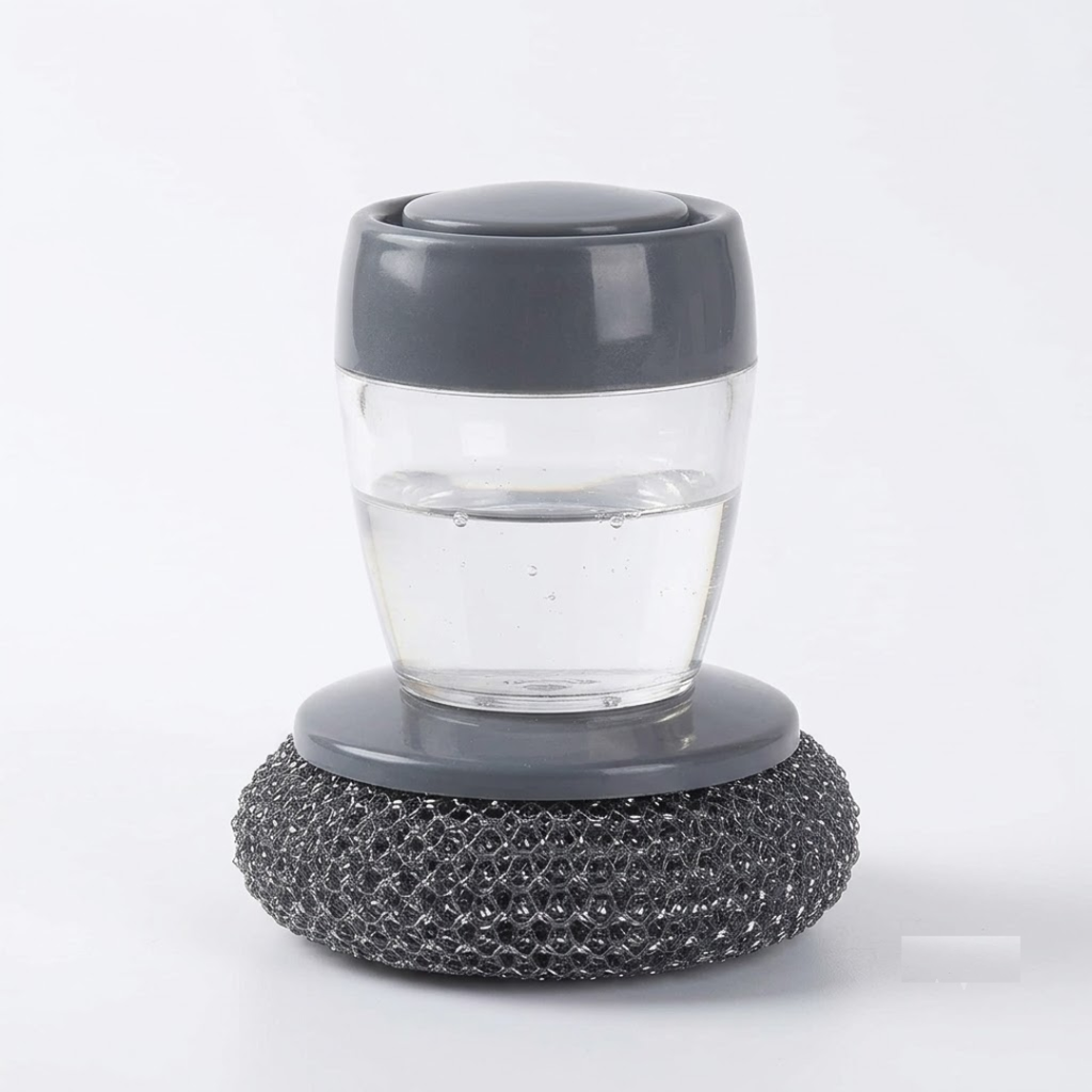 Dishwash Liquid Dispenser with Wire Scrubber Brush | For Kadai/Utensils and Sink Cleaning