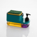 3-in-1 Dual Compartment Kitchen Soap Pump Dispenser with Sponge Holder & Hand Wash Bottle
