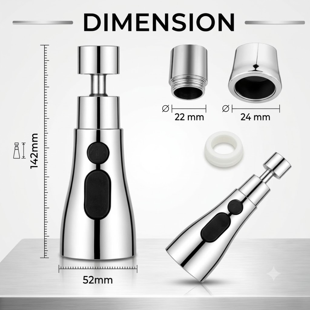 Universal 360° Rotating Tap Extender for Kitchen Sink 3 Water Spray Modes Anti-Splash Faucet Aerator Nozzle