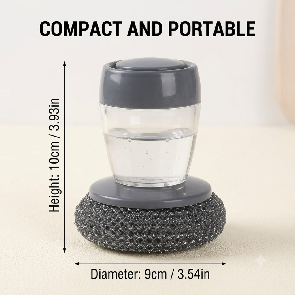 Dishwash Liquid Dispenser with Wire Scrubber Brush | For Kadai/Utensils and Sink Cleaning