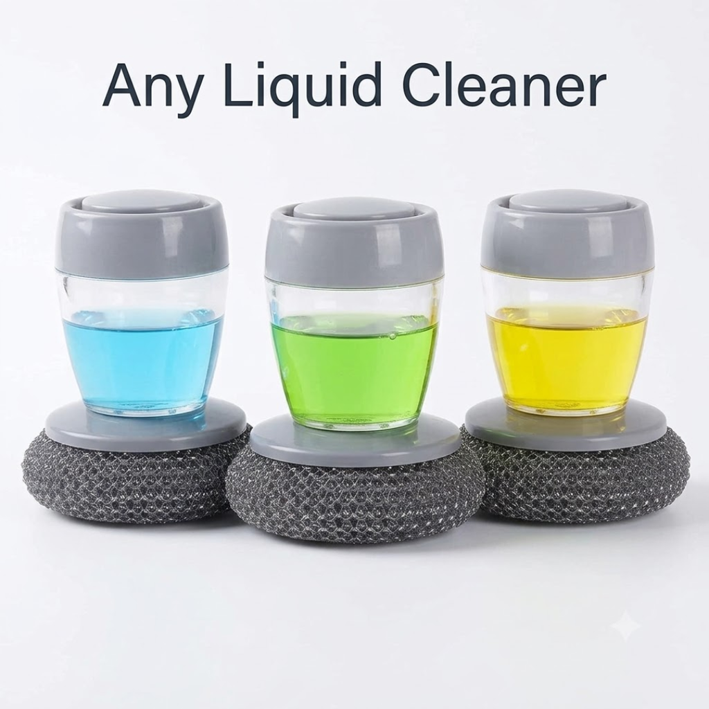 Dishwash Liquid Dispenser with Wire Scrubber Brush | For Kadai/Utensils and Sink Cleaning