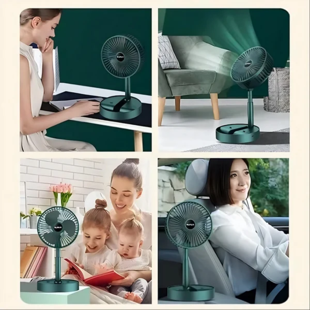 SuperFlex Telescopic Foldable Mini USB Desk Fan - Adjustable Height & Angle, Ultra-Quiet Personal Table Fan for Office, Study & Kitchen