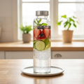 500ml Glass Beverage Bottle/Tumbler with Airtight Silver Cap | Leakproof Reusable Container for Milk, Juice, Smoothies & Cold Water