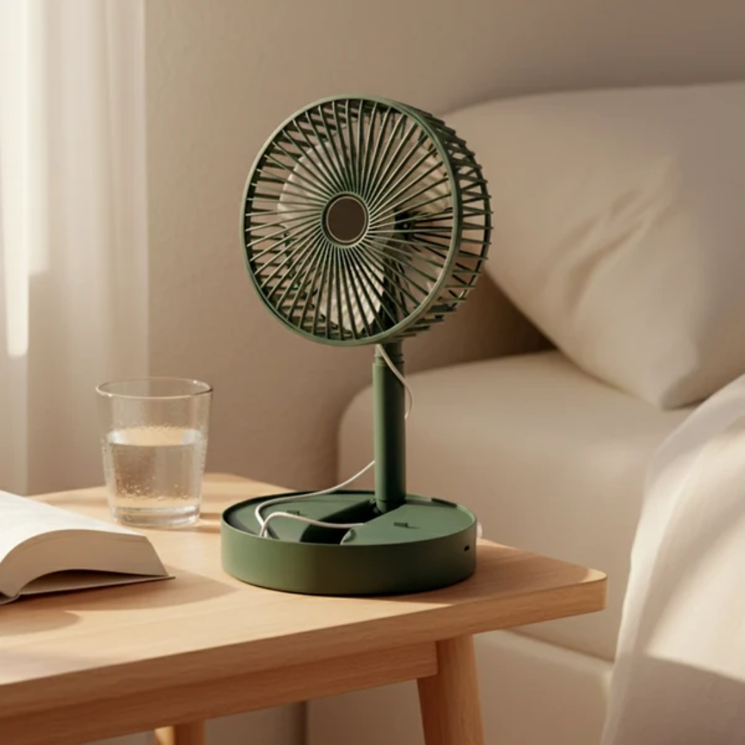 SuperFlex Telescopic Foldable Mini USB Desk Fan - Adjustable Height & Angle, Ultra-Quiet Personal Table Fan for Office, Study & Kitchen